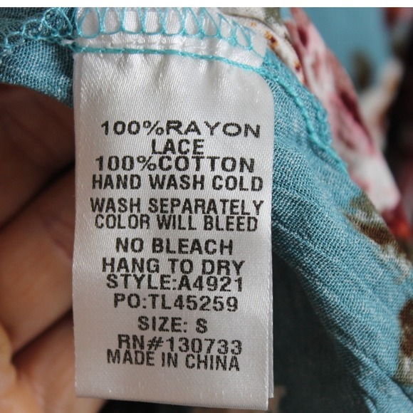 Umgee Teal Floral Lace Kimono Cardigan Boho Bohemian Lightweight Duster Size M - Picture 4 of 4